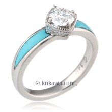 Turquoise Flair Engagement Ring In White Gold